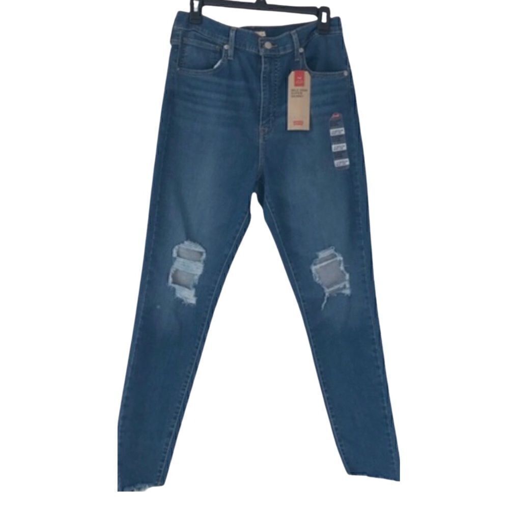 New! Levi’s Mile High Rise Ripped Distressed Raw Hem Frayed Skinny Jeans - Picture 2 of 11